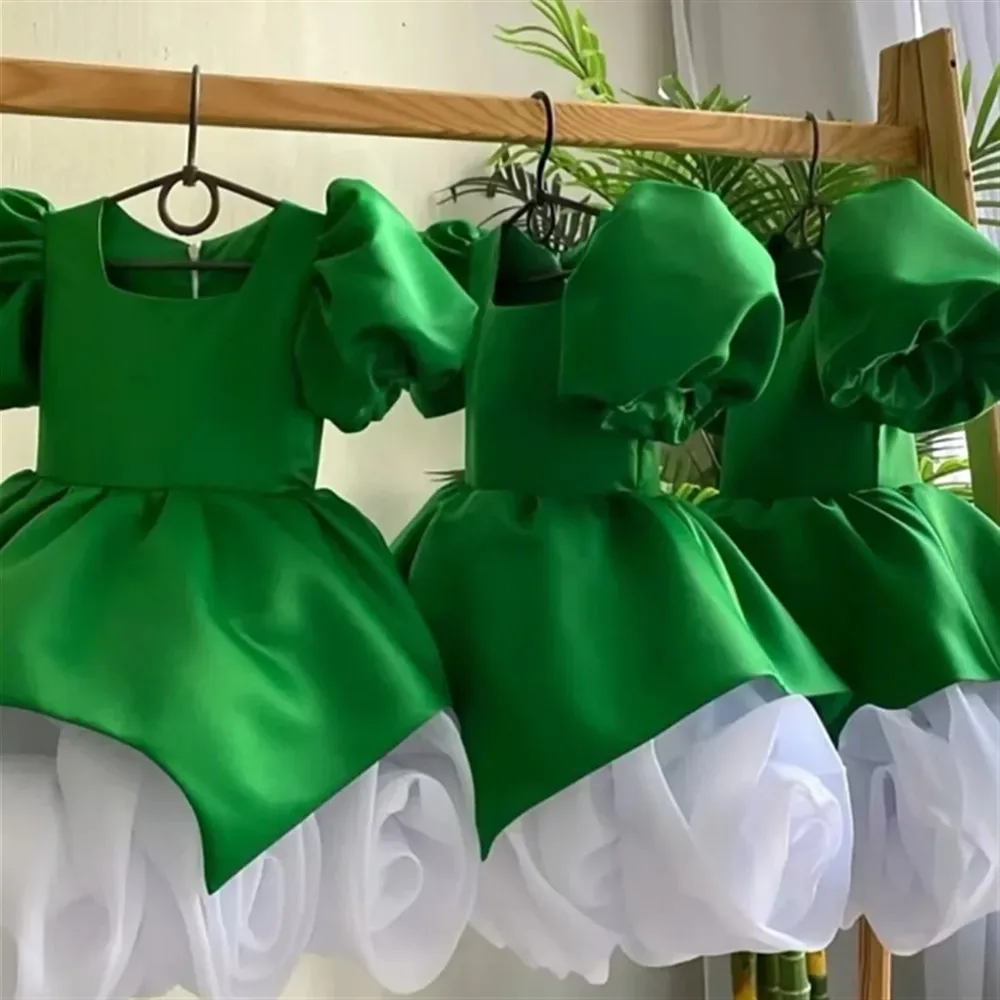 فستان زفاف فتاة الزهور بأكمام منتفخة مزهّرة فستان أطفال أنيق لحفلات أعياد الميلاد زي فيستدوس دي نوفيا #6