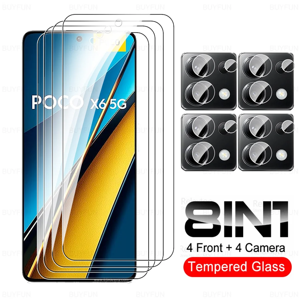 8 in 1 Tempered Glass For Poco X6 5G Camera Glass Poxo X 6 6X Little Pocco Pofo X6Pro PocoX6 Pro PocoX6Pro Lens Screen Protector