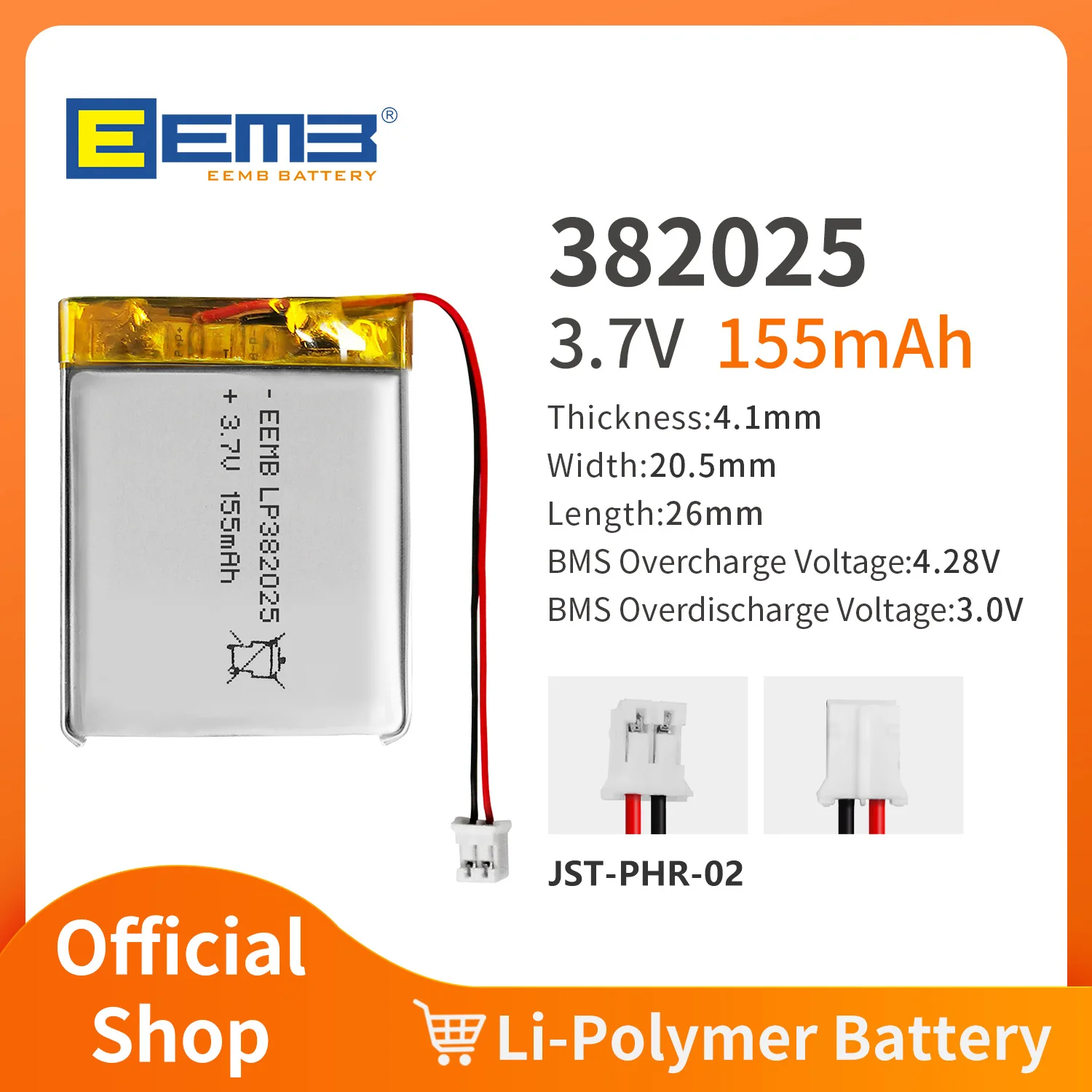 EEMB 1~10PCS 552036 Rechargeable Lithium Polymer Battery3.7V 360mAh Lipo Batteries LP552036