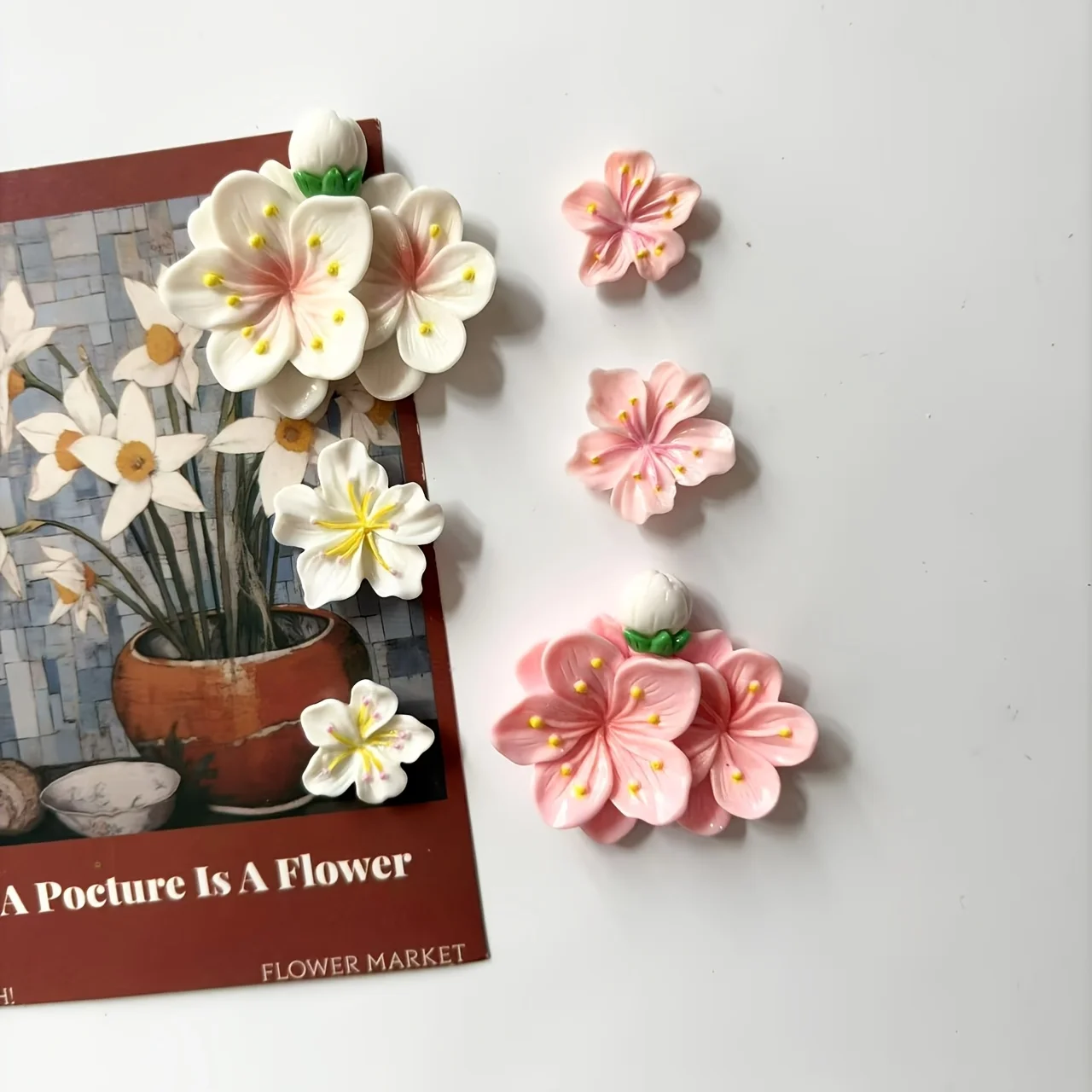 6Pcs Simulation Flower Refrigerator Magnet - Cherry Blossom Magnetic Clip - Home Decoration Gift - Gift for Family - view 5