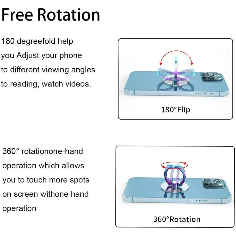 Transparenter Handy-Ringhalter mit Ständer 360° ° Grad drehbarer, transparenter Fingergriff, Ständer, kompatible Handys oder Handyhülle – Detail 24