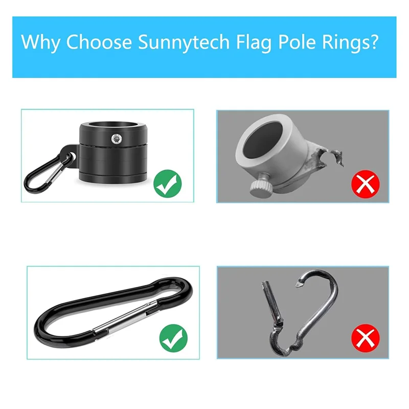 BYBS-1" Flagpole Ring 360° Rotation Anti-Tangle Mounting Ring Flagpole Kit Parts For 7-1/2" Diameter B