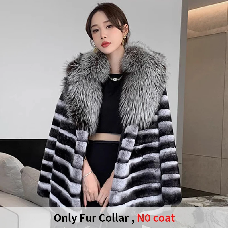 Colarinho Real Fox Fur prateado, quente extra grande, xale de couro, casaco, moda outono, acessórios de inverno