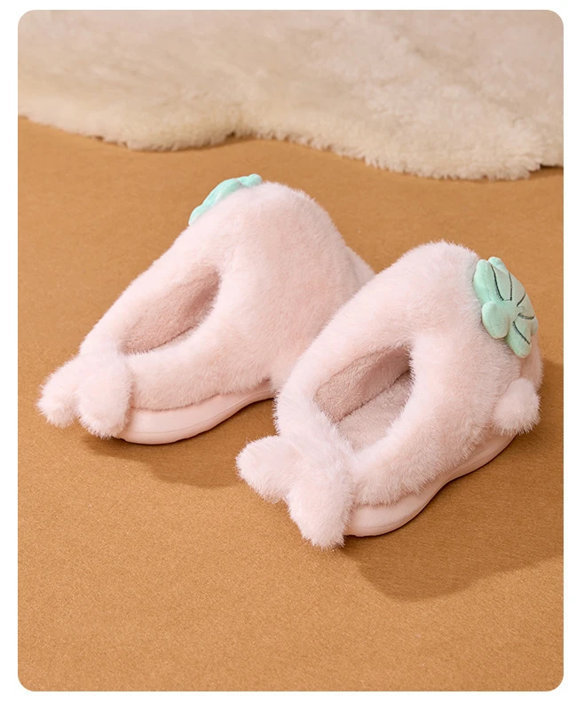 Neue Niedliche Plüsch-Delfin-Hausschuhe für Damen mit Muschel-Applikation, Gemütliche Offene Rückseite, Flauschige Indoor-Schuhe, Warme Winter-Hausschuhe für Frauen – Detail 11