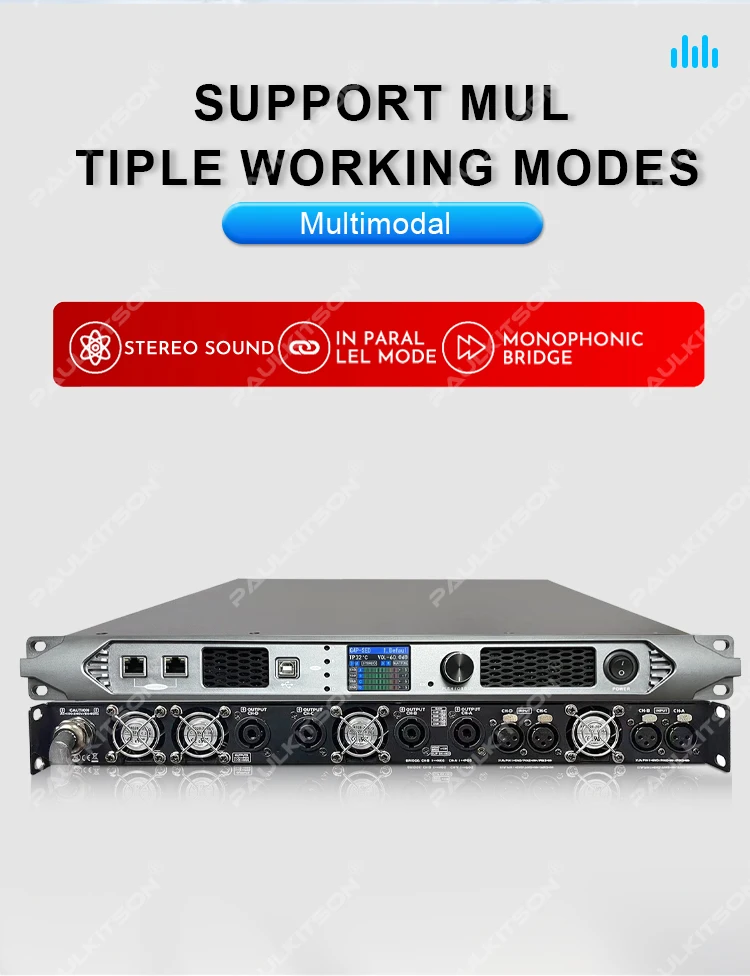 Paulkitson TF425 4-Kanal SIC-Leistungsverstärker mit eingebautem DSP FIR Professioneller Digitalverstärker für Bühnen-Line-Arrays & Subwoofer – Detail 1