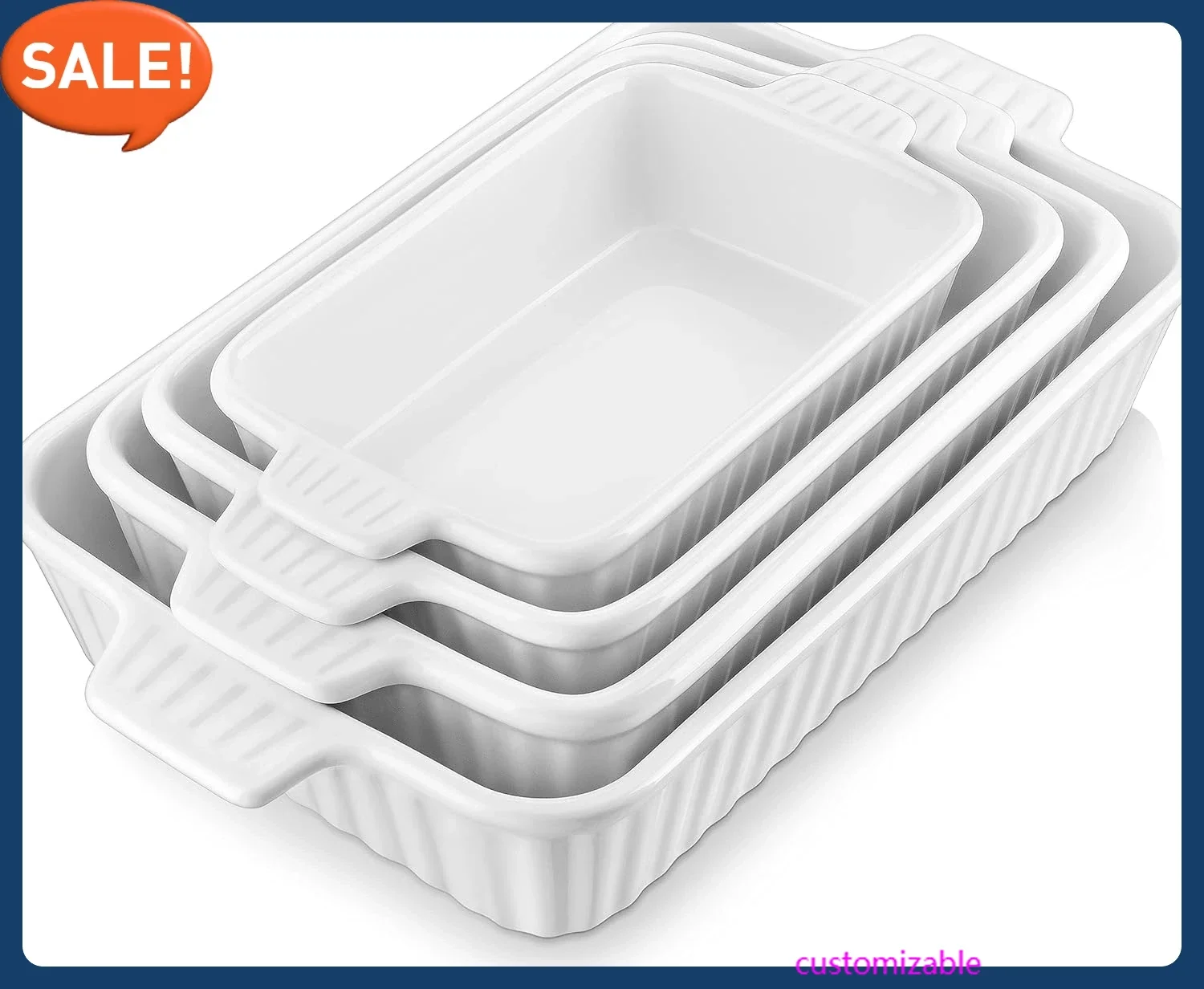 

Casserole Dishes for Oven, Porcelain Baking Dishes, Ceramic Bakeware Sets of 4