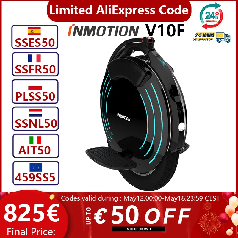 EU STOCK Original Inmotion V10F Electric Unicycle 2000W Motor 40KM/H Speed 100KM Range 16inch EUC with Bluetooth Speaker