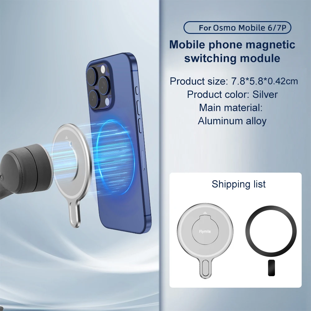 Adaptador magnético para estabilizador de cardán de teléfono inteligente DJI OM6/7P para MagSafe iPhone 16 15 14 13 12 Pro Max a OSMO Mobile 7P 6