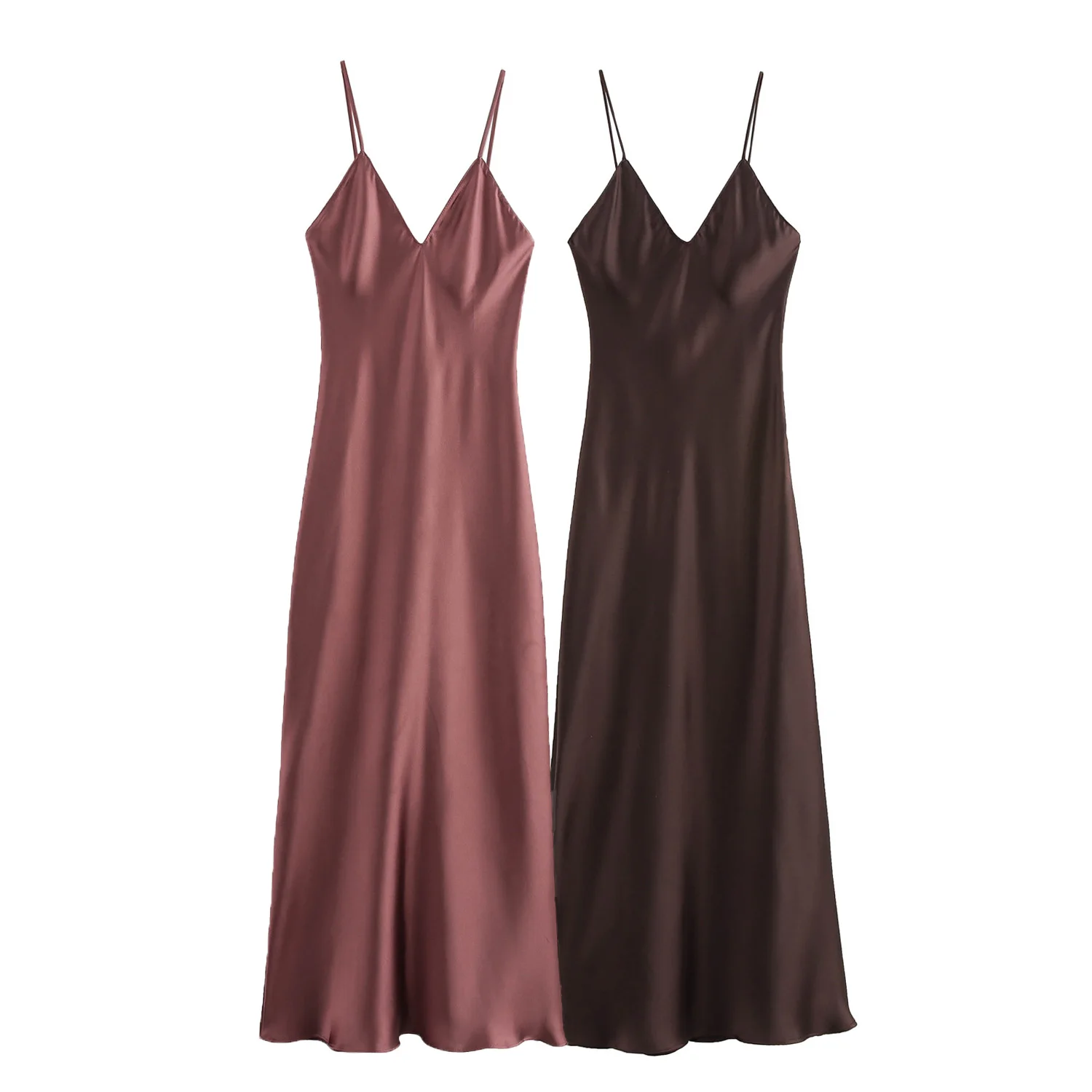 JNLEAOG Jesień Nowa Modna Codzienna Jedwabista Satynowa Sukienka Damska z Wyczuciem Stylu, Uniwersalna, Krój w Kształcie Litery H, Włókno Poliestrowe