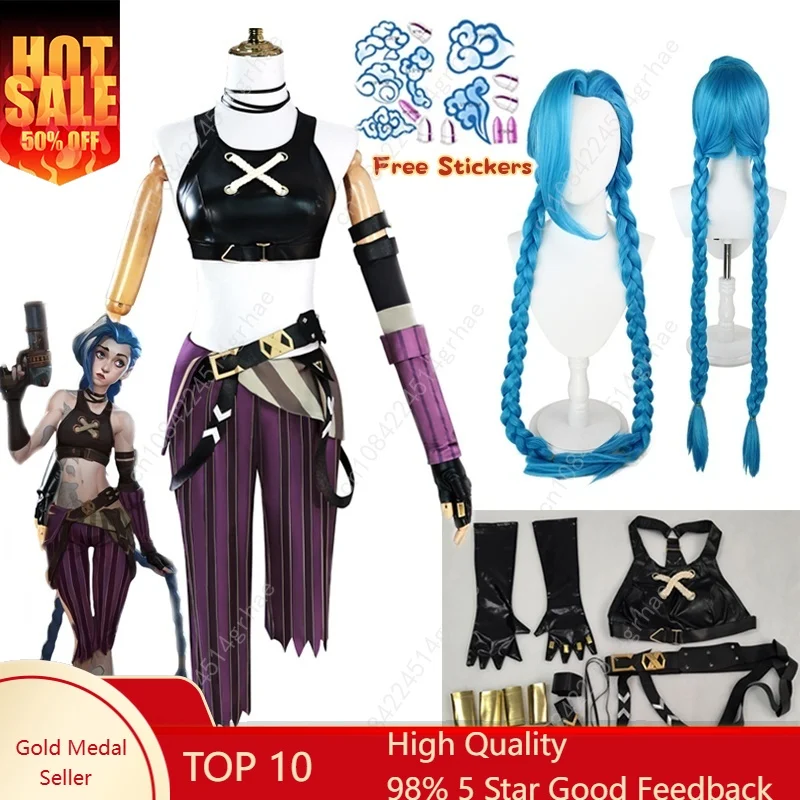 

Arcane Season 2 League of Legends LOL Arcane Jinx Halloween Cosplay Costume Loli Outfit Halloween Christmas Gift Cos Convention
