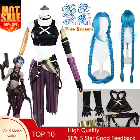 Arcane Season 2 League of Legends LOL Arcane Jinx Halloween Cosplay Costume Loli Outfit Halloween Christmas Gift Cos Convention
