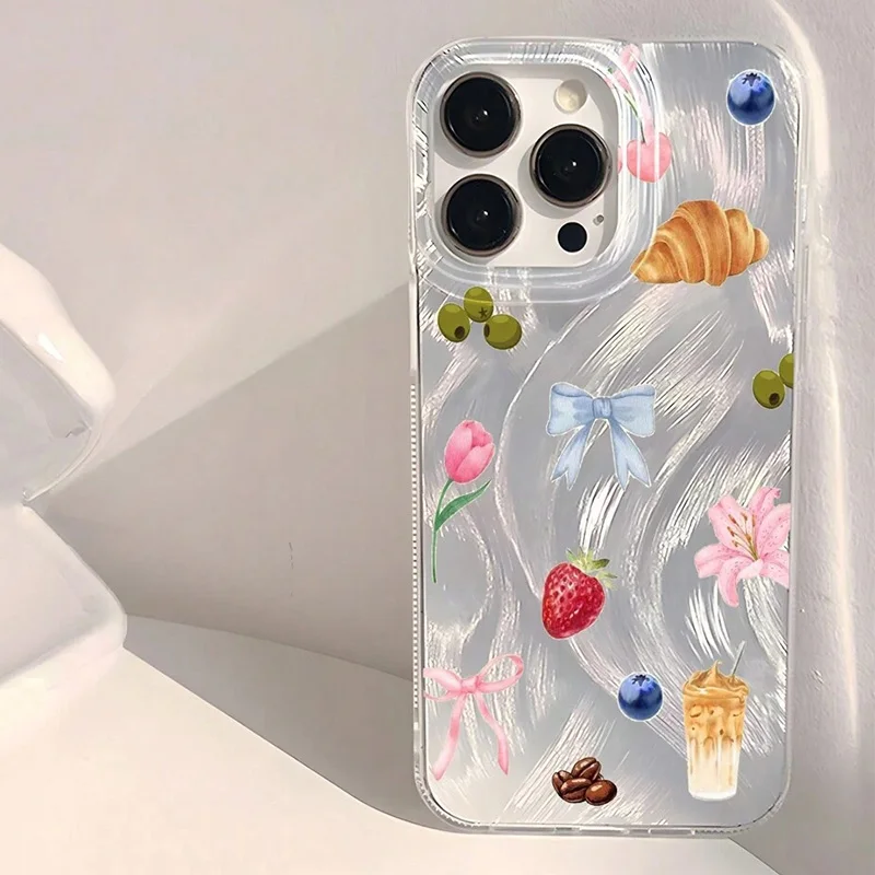 Fashionable Unique Beaded Heart Flower Pattern Phone Case For iPhone 16 14 13 12 11 15 Pro Max 16E XR X XS 7 8 Plus 17 Air Cover - náhled 6