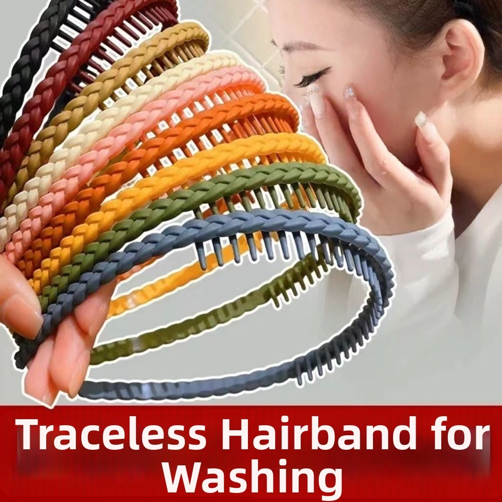Frosted Texture Anti Slip Headbands Anti-Slip Teeth Thin Braided Toothed Headbands Toothed Design Multicolor Wave Hair Bands