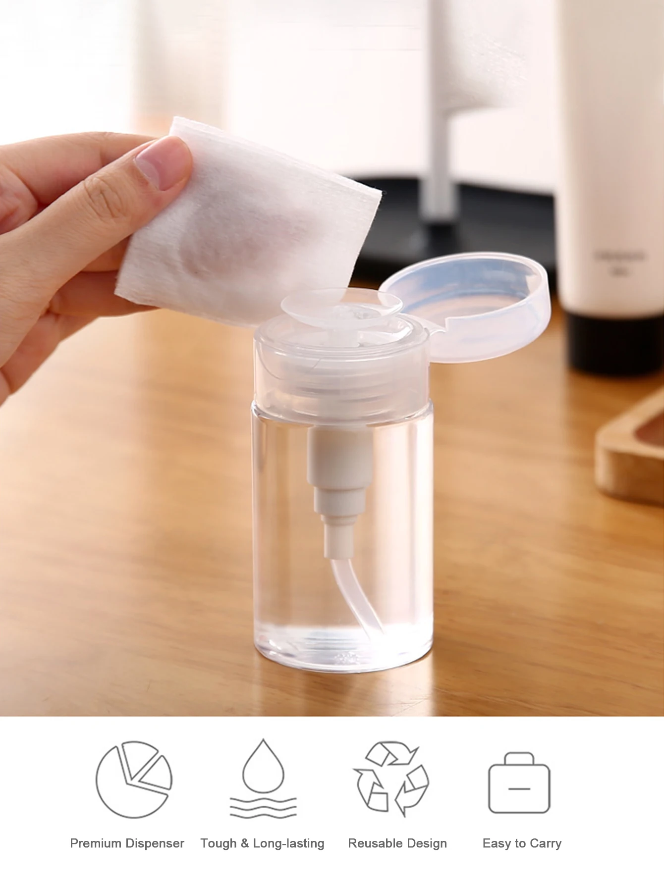 200pcs 3-in-1 Makeup Remover Cotton (w/ 200ml Pump) Stretchy Skin-Friendly Wet Sheet Mask for Hydration