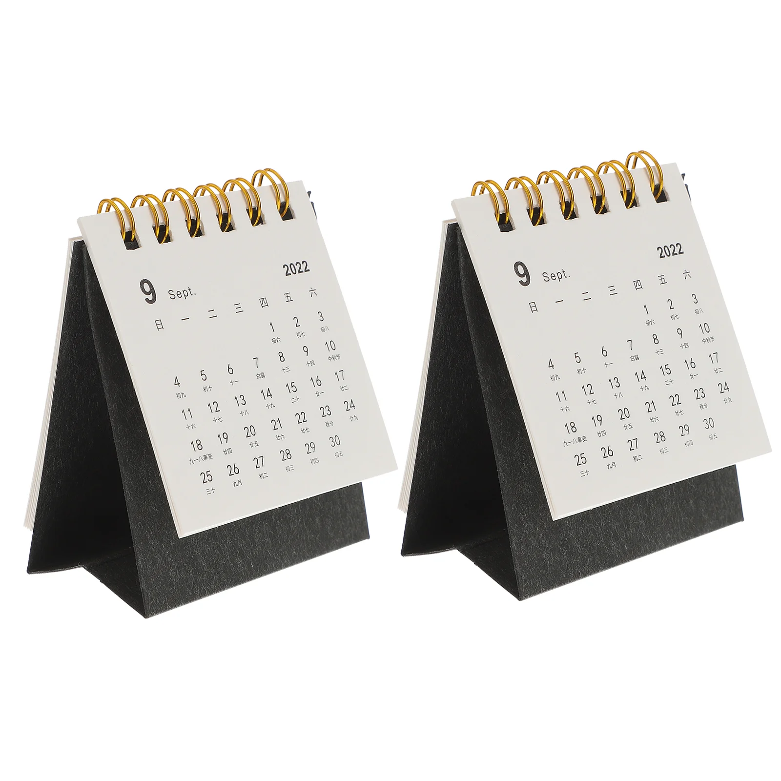 2 PCS Twin-wire Binding 2022 Mini Desk Calendar Portable Desktop Pocket Simple Student