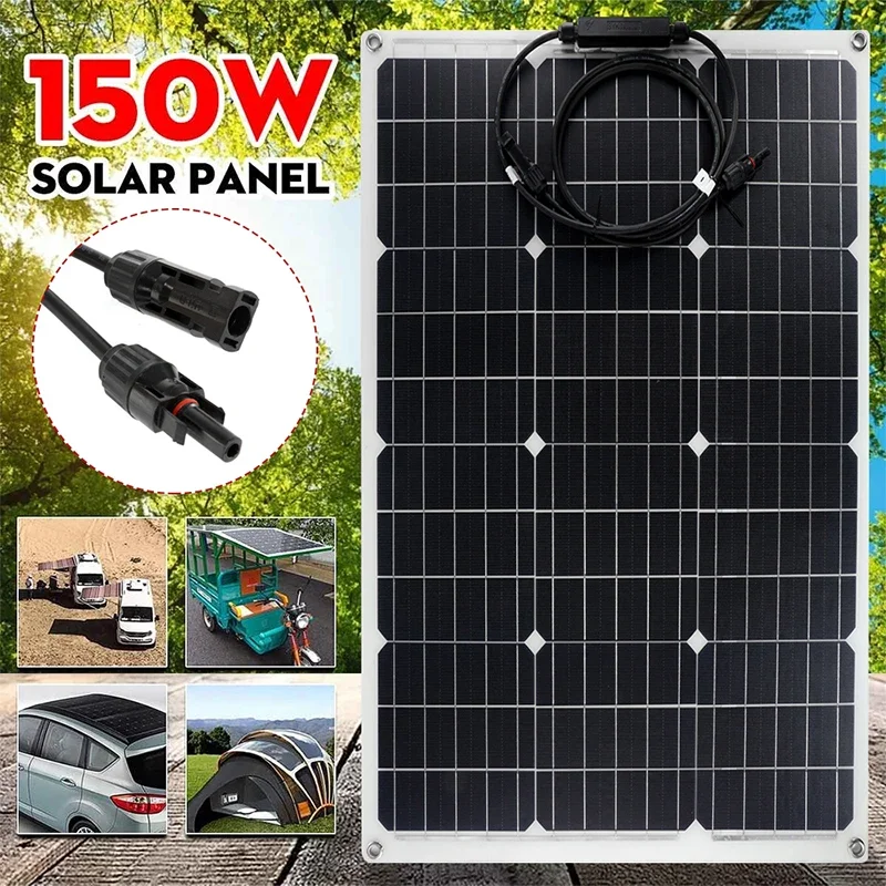 Flexible Solar Panel 150W DIY Sun Power Generator System Solar Cells for Car RV Yatch Outdoor Camping Charging Board