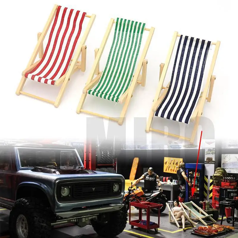 

1pcs Simulation Wood Fold Beach Chair For 1/10 Rc Crawler Car Trx4 Defender Trx-4 Bronco Rc4wd D90 D110 Axial Scx10 90046 Rr10