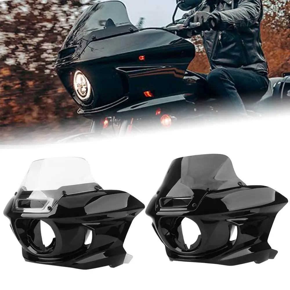 

Motorcycle Black Front Headlight Fairing Windshield Windscreen Cover ABS For Harley Softail FXRST 1YZZ LOW RIDER EL DIABLO 2022