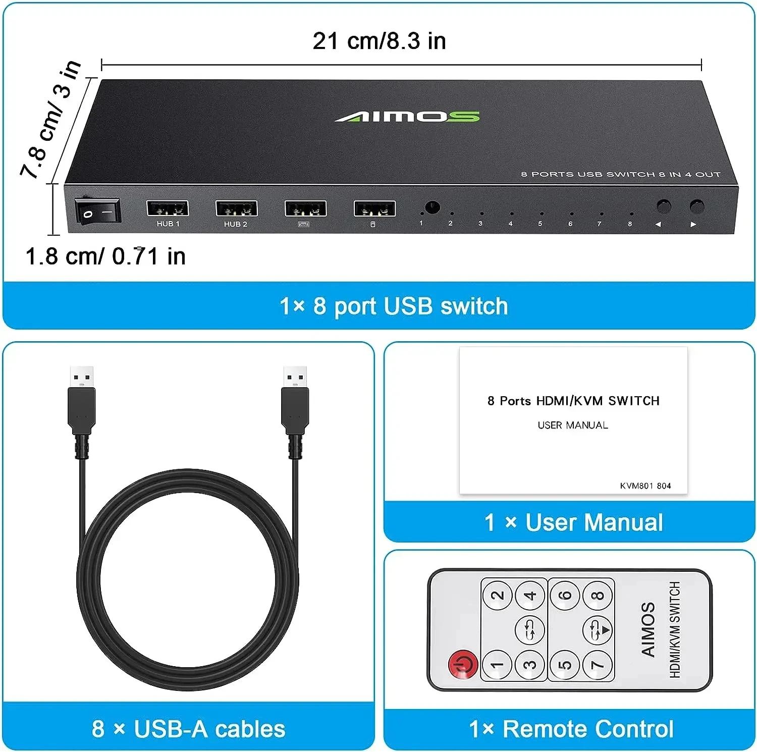 Imos KVM 8 w 4 na USB włącznik do drukarki sareer Hub 8 PC dzieląc 4 urządzenia USB skrzynka z przełącznikami do myszy, klawiatury, skanera