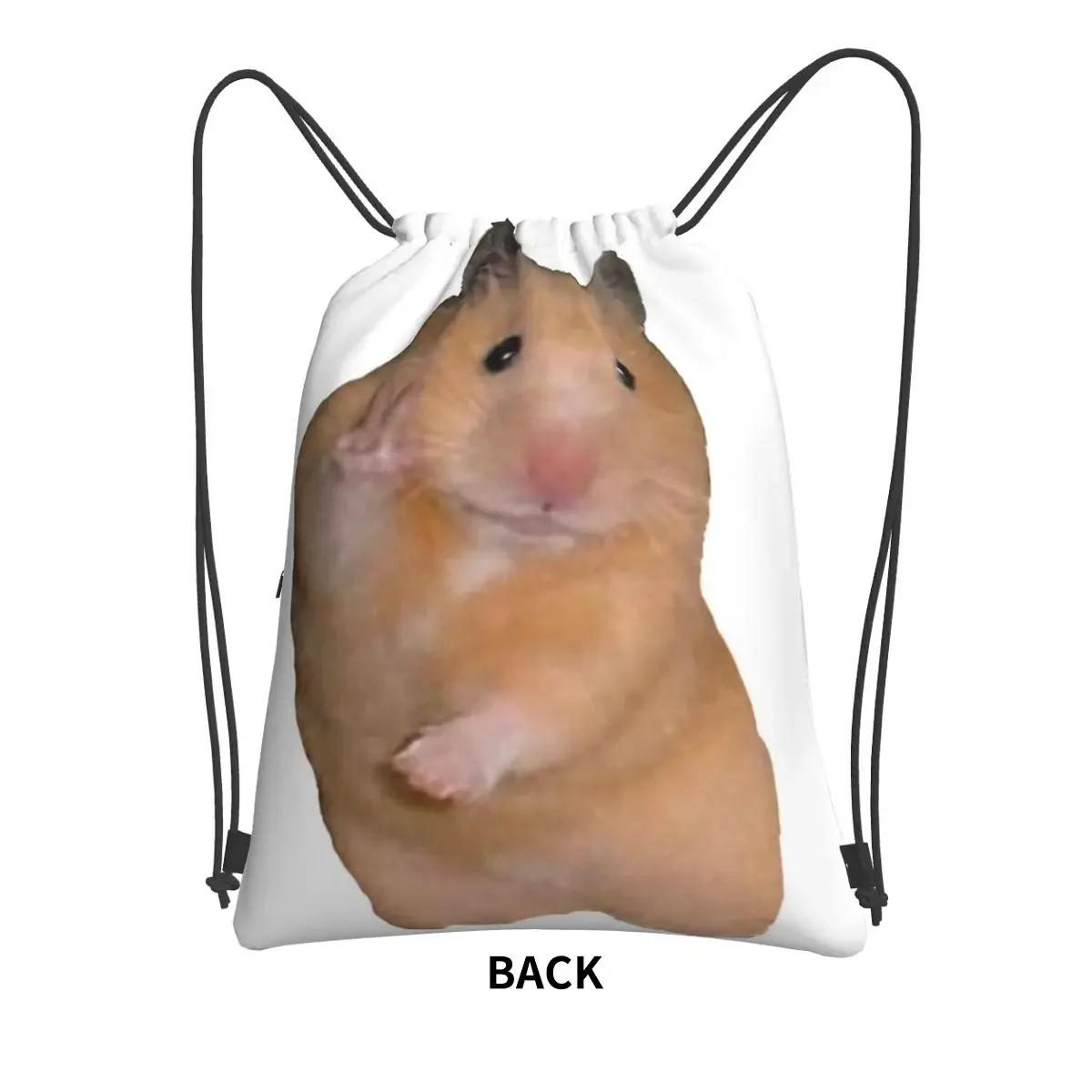 Peace Sign Hamster Portable Backpacks Drawstring Bag Fashion Drawstring Bundle Pocket Storage Bags For Travel Sport Man Woman