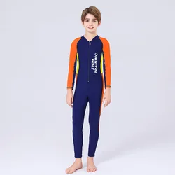 One Piece Full Cover Boys Swimwear Long Sleeve Swimsuit Swimming Suit Kids Sun Protection Beachwear Children Bathing Suit