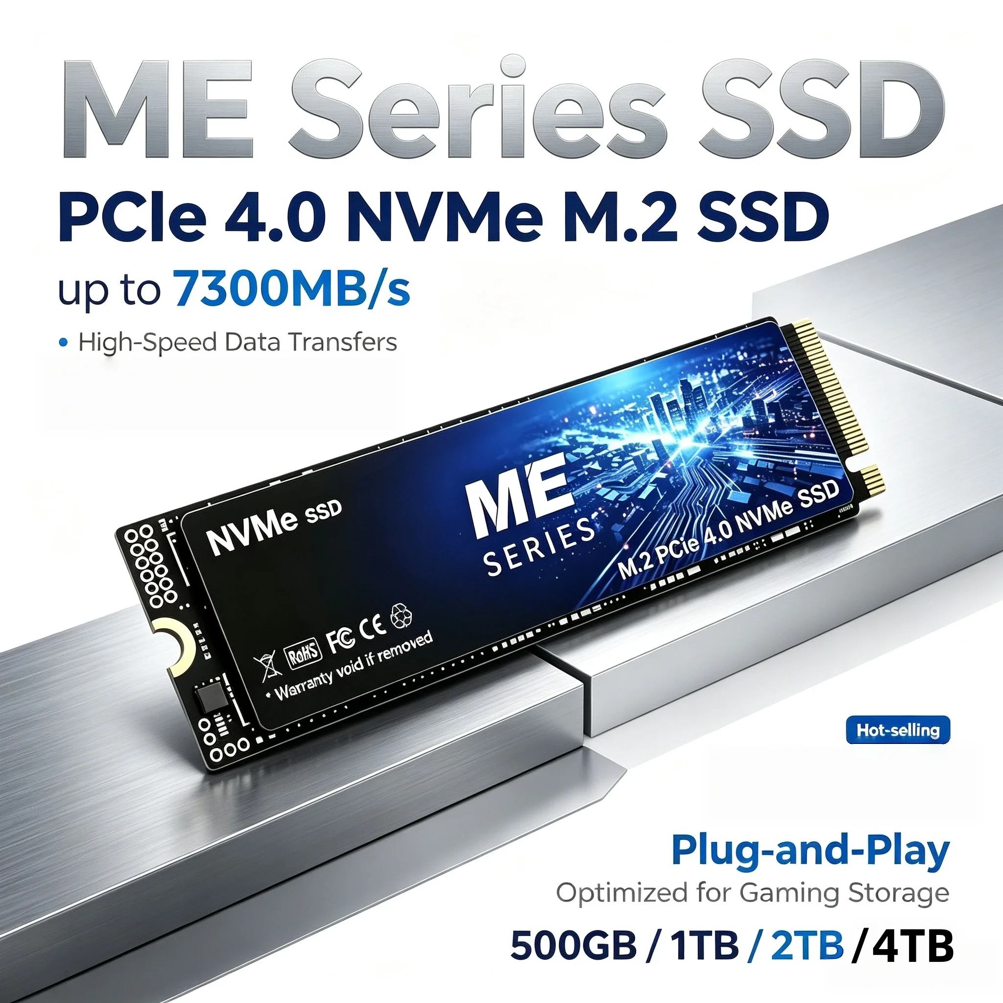 PCIe 4.0 NVMe M.2 SSD ME Series 4TB 7300MB/s Read Desktop Computer Gaming Laptop PS5 Max Capacity Upgrade