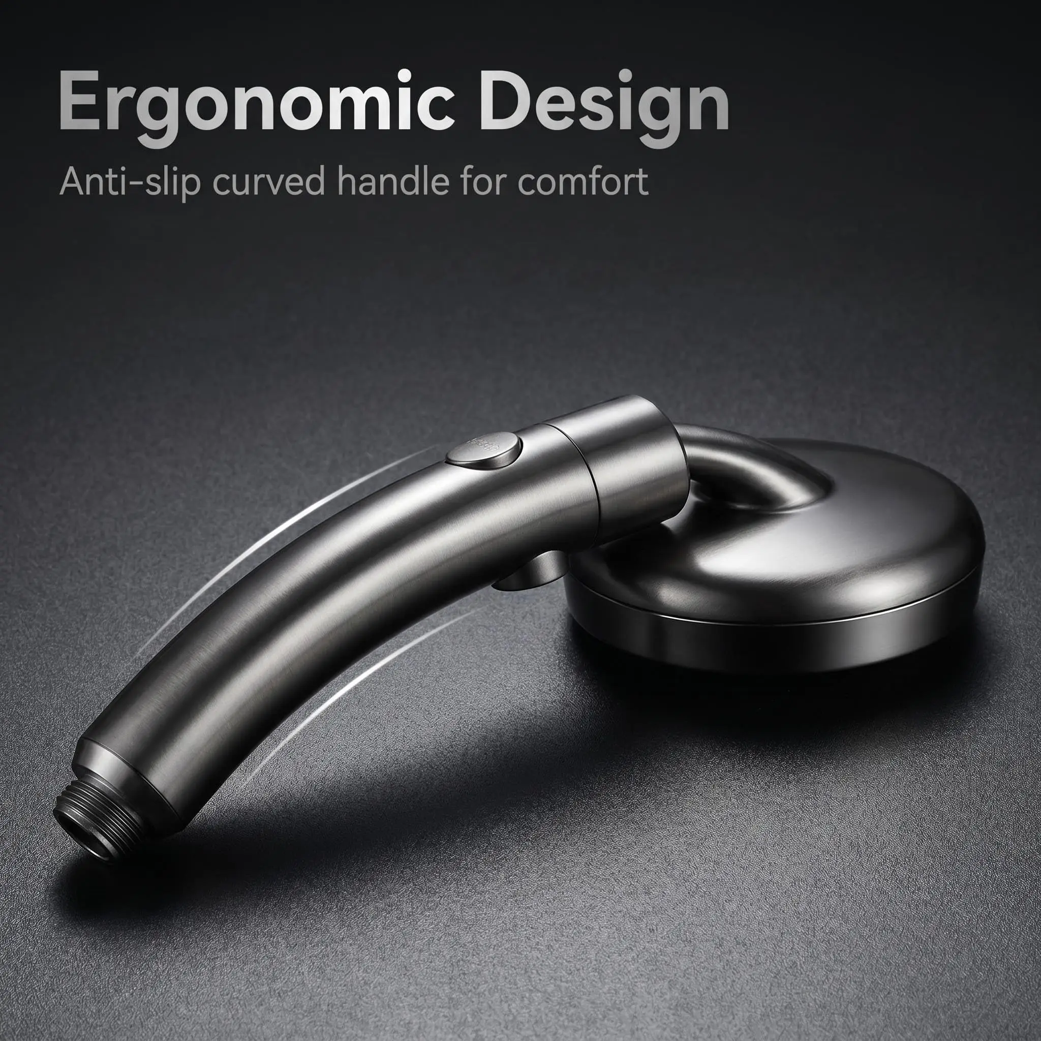 Matte Hand-Held Shower Head High Pressure One-Button Water Stop Multiple Spray Modes G1/2 with 1.5M Hose and Wall Bracket