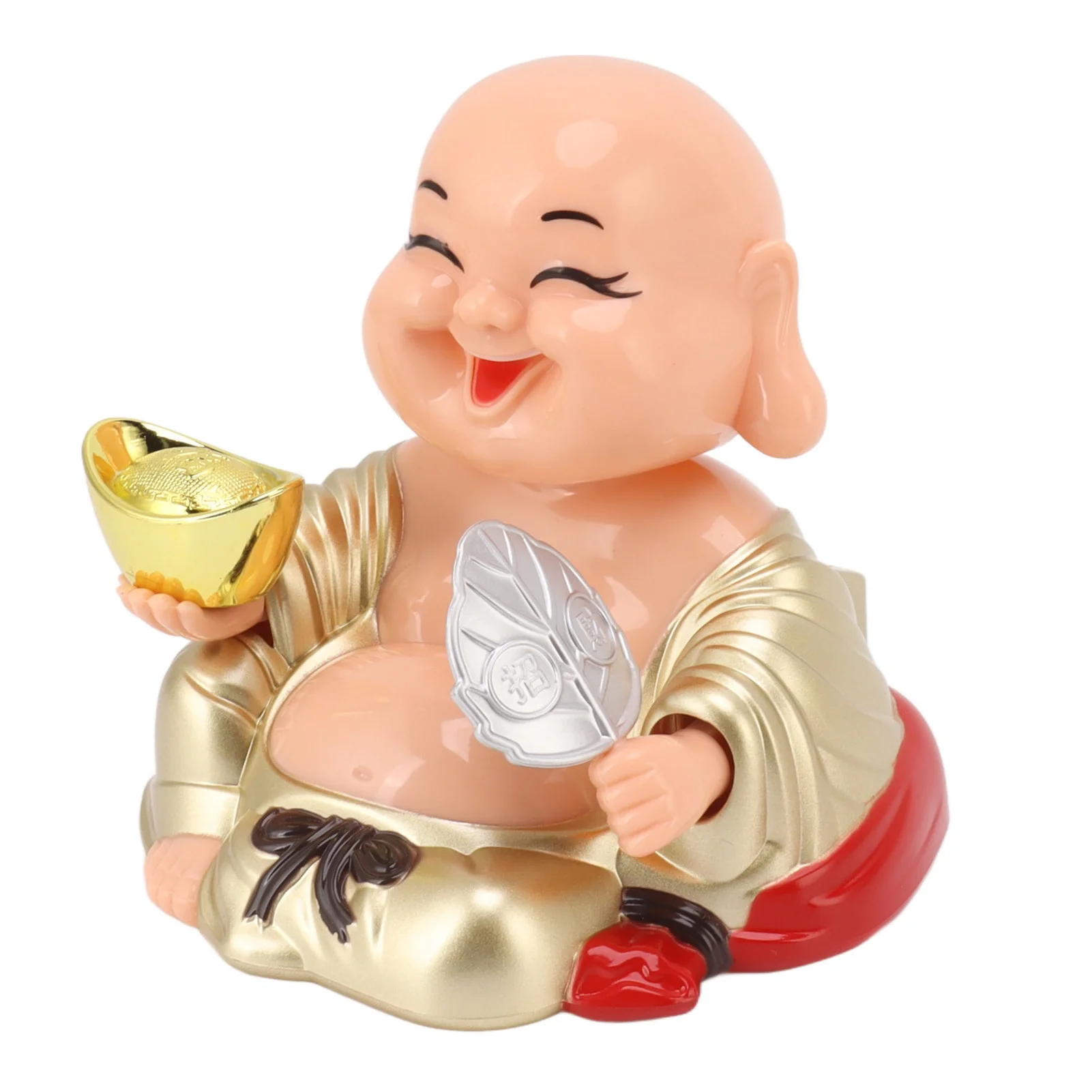D9 Home Solar Powered Laughing Buddha Ornament Automatic Nodding Smiling Buddha Decoration for Car Home Decor Halloween Items view 4