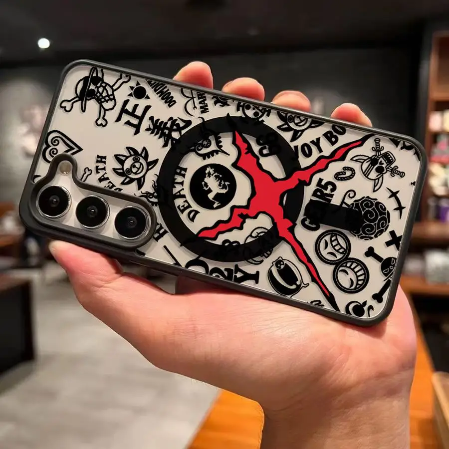 Luffys The Pirate King Cover for Samsung Galaxy A57 A26 A17 A55 A16 A15 A36 A37 A56 A35 A27 M17 A25 A54 Magnetic Phone Case