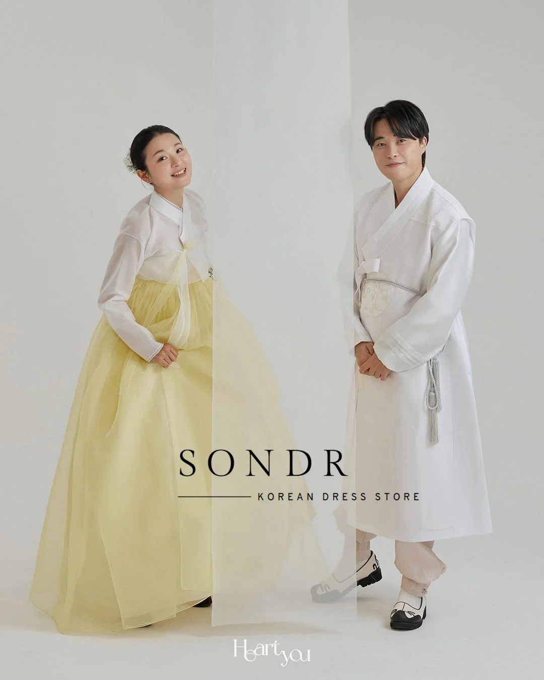 Sondr Customized Yellow Hanbok for Bride Shower Long Sleeves Traditional Korean Wedding Dresses