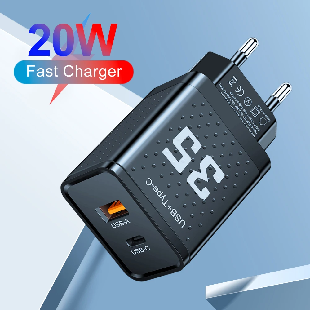 20W USB Fast Charger PD Type C Quick Charge Phone Charger EU/US Plug Adapter For iPhone Xiaomi Samsung Huawei USB C Wall Charger