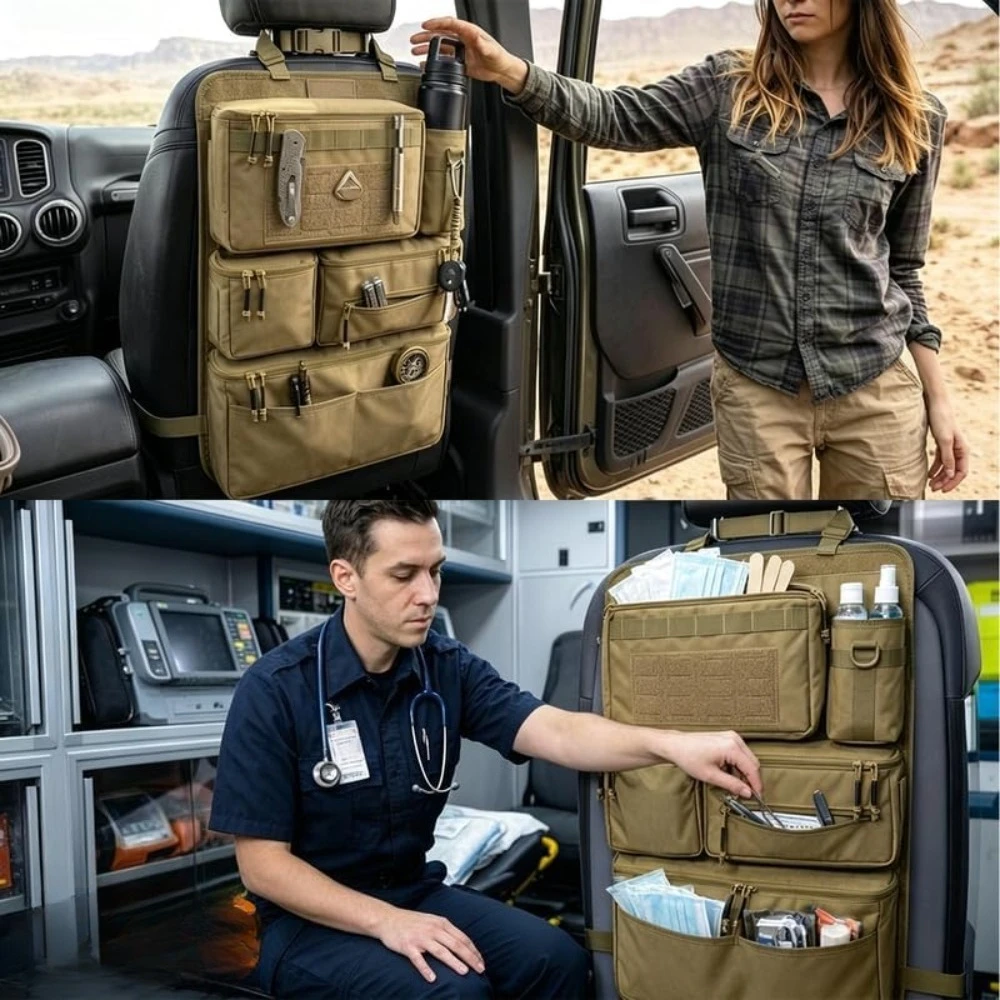 MOLLE Auto-Rücksitz-Aufbewahrungstasche, Rücksitz-Mehrfachfach-Aufbewahrungstasche zum Aufhängen, Praktische Taktische Aufhängetasche für das Auto – Detail 5