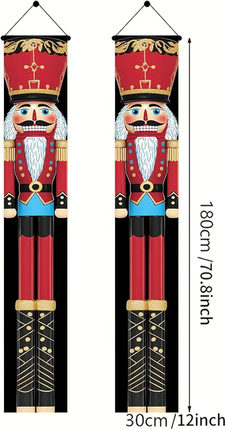 عيد الميلاد كسارة البندق الشرفة لافتات 71x12 بوصة الأحمر الجندي راية الباب زينة عطلة علامات عمودية ساحة الشتاء مرحبا بكم ل #3