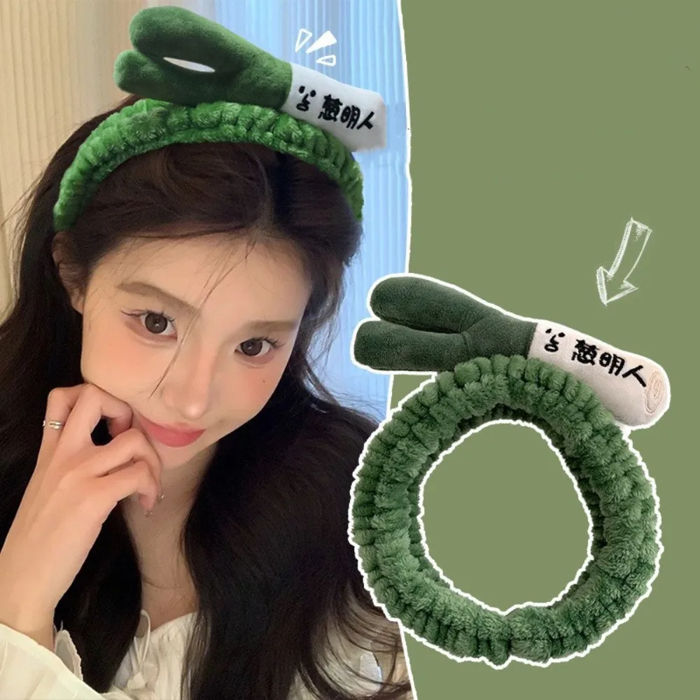 Diadema elástica para lavado de cara para Cosplay, diadema de lana de cebollino de algodón PP, diadema plisada suave de dibujos animados para comida, baño
