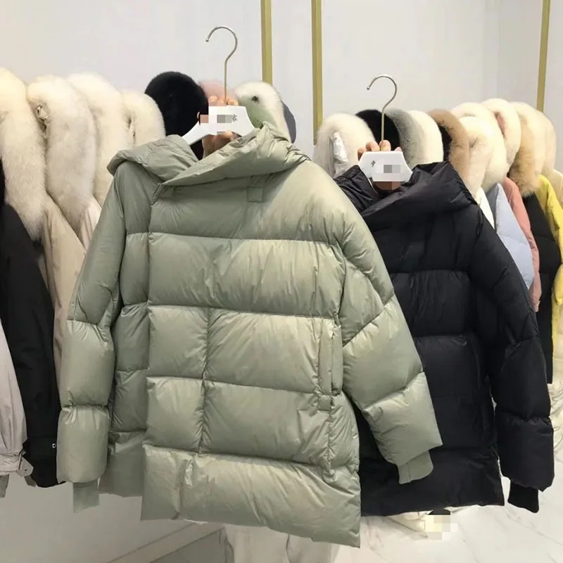 2025 여성용 다운 재킷 신상 고품질 따뜻한 후드 여성용 다운 재킷 겨울 화이트 덕다운 여성 다운 재킷 H604