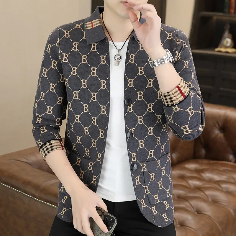 2024 New Autumn Men's Casual Versatile Trendy Knitted Top High-End Swagger Jacket NICE LOOKING CARDIGAN