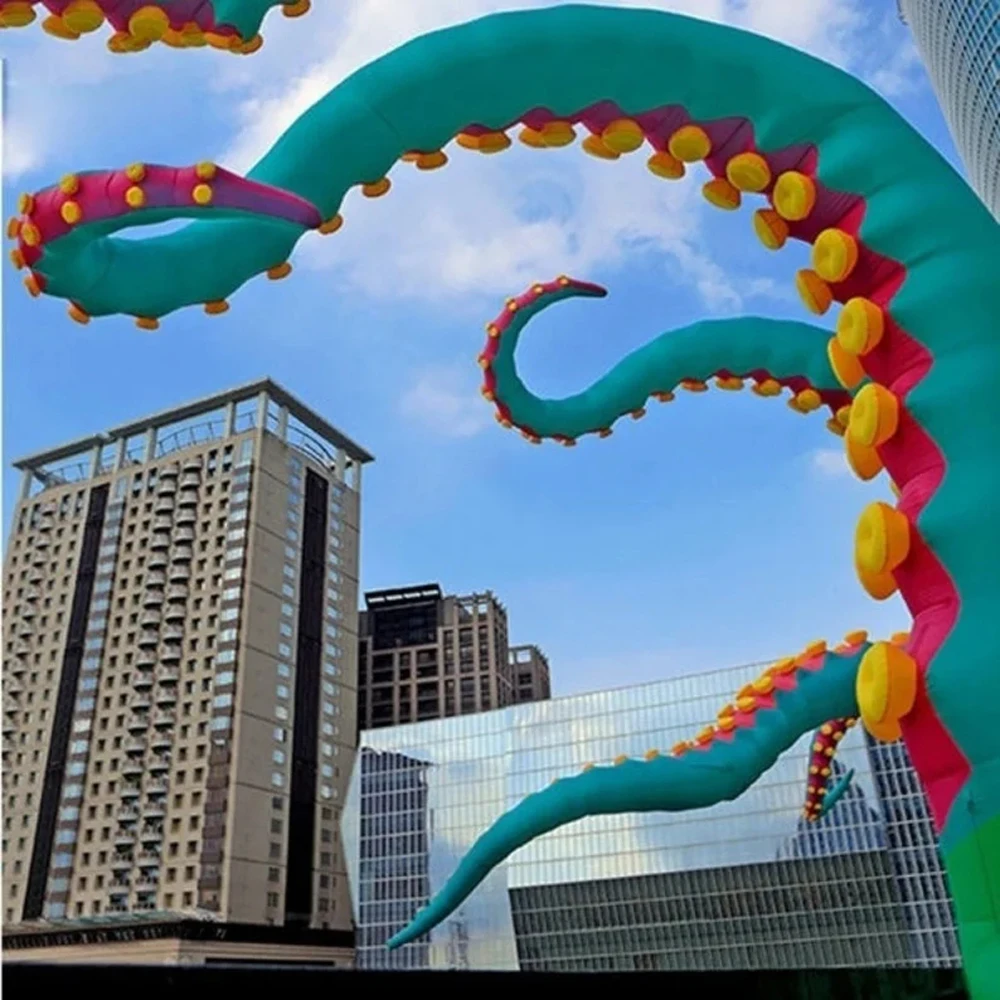 Tencule gonflable géant de poulpe 2025 avec suce le bras gonflable extérieur de poulpe pour la décoration de bâtiment de fête d'Halloween