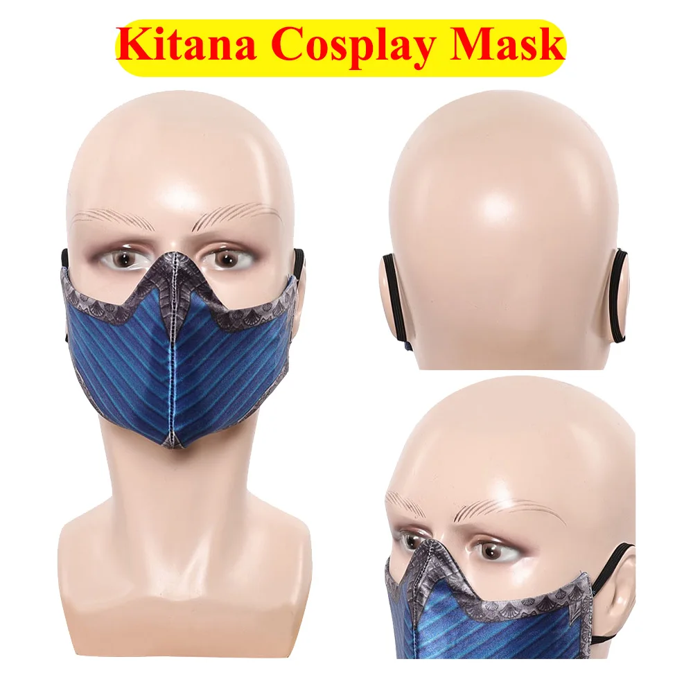 

Маскировка Китана, косплей, Mortal Game Kombat, маска на половину лица, головные уборы, реквизит Disfraz, костюм для Хэллоуина, аксессуары, подарки