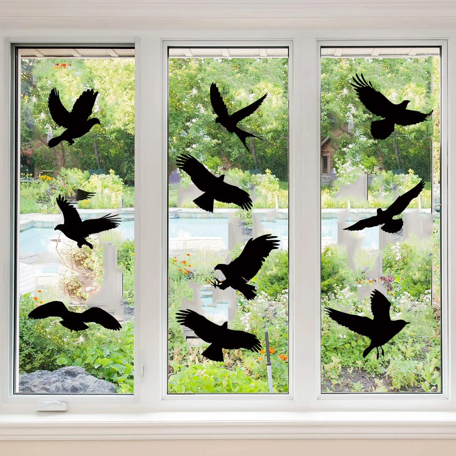 Anti-collision Black Bird Glass Windows Sticker Static Electricity Removable Windows Grille Warnings Wall Sticker Home Decor Top