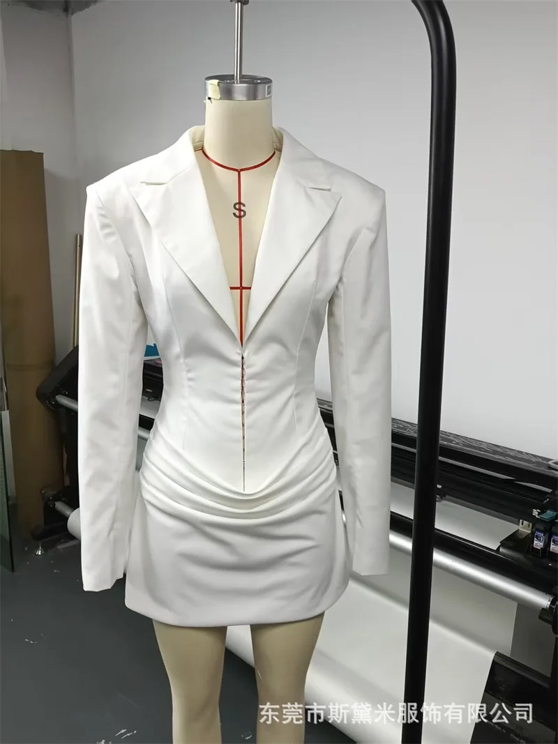 Traje Borgoña para mujer, chaqueta de 1 pieza con bufanda, Sexy, cuello en V, dobladillo con volantes, Mini vestido de fiesta corto, chaqueta Formal de oficina para mujer, abrigo