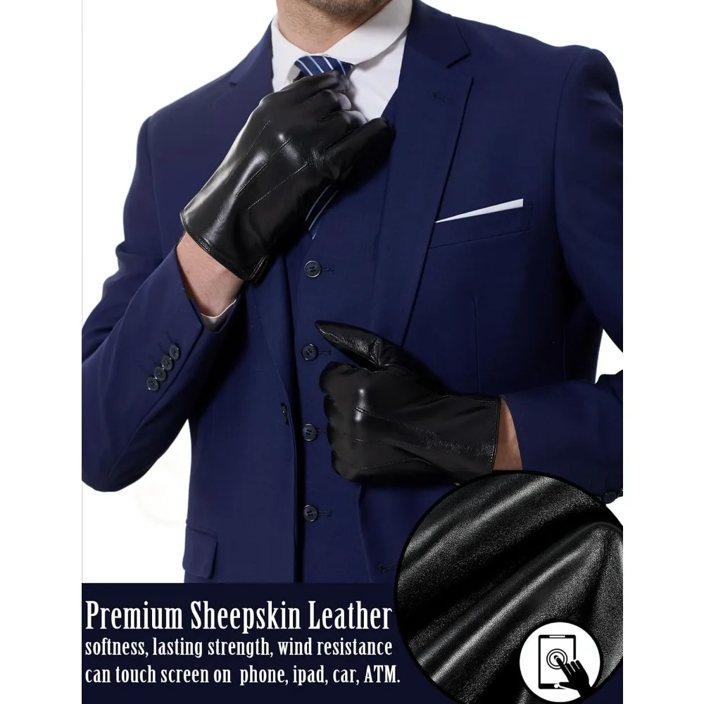 قفازات جلدية دافئة من فراء الأرانب للاستخدام والقيادة التي تعمل باللمس، مثالية للرسائل النصية في الشتاء