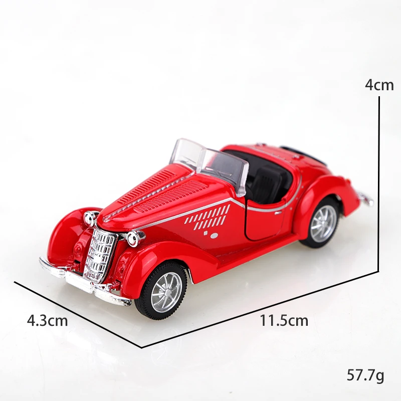 Figura de coche de aleación a escala 1/38, réplica del W26K Roadster, estilo clásico vintage, adecuada para decoración del hogar (en bolsa)