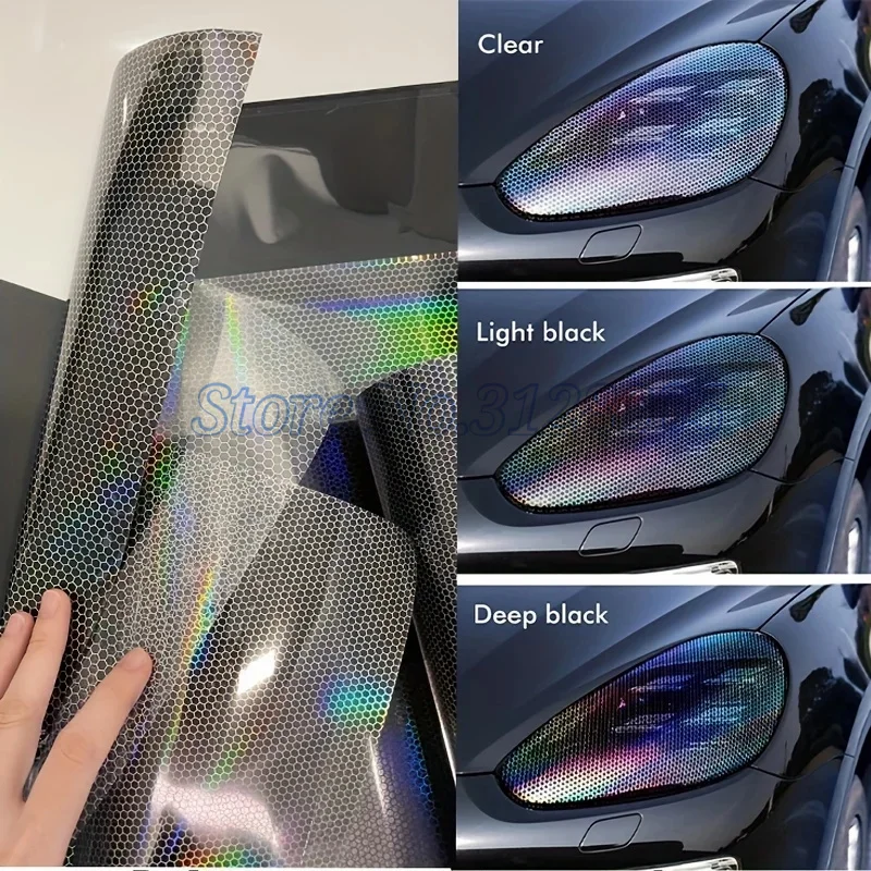 Motorrad Auto Laser Waben Scheinwerfer Rücklicht Lampe Vinyl Wrap Automobil Scheinwerfer Tönung Film Wasserdicht Selbstklebende