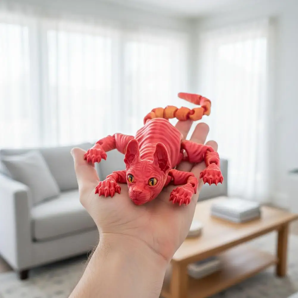 ثلاثية الأبعاد مطبوعة واقعية القط الحيوانات لعبة سطح المكتب زينة لعبة تخفيف التوتر ألعاب أطفال للديكور المنزل #4