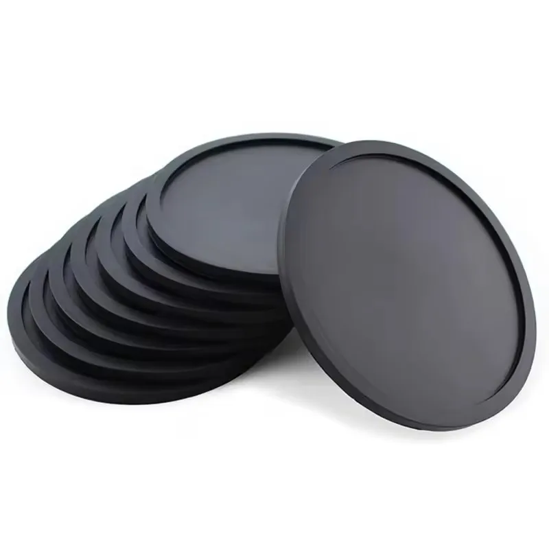 

10CM Non-slip Silicone Drinking Coaster Set Holder Cup Coaster Mat Set Round Coffeee Cup Mat Set Black Tabletop for Home Office