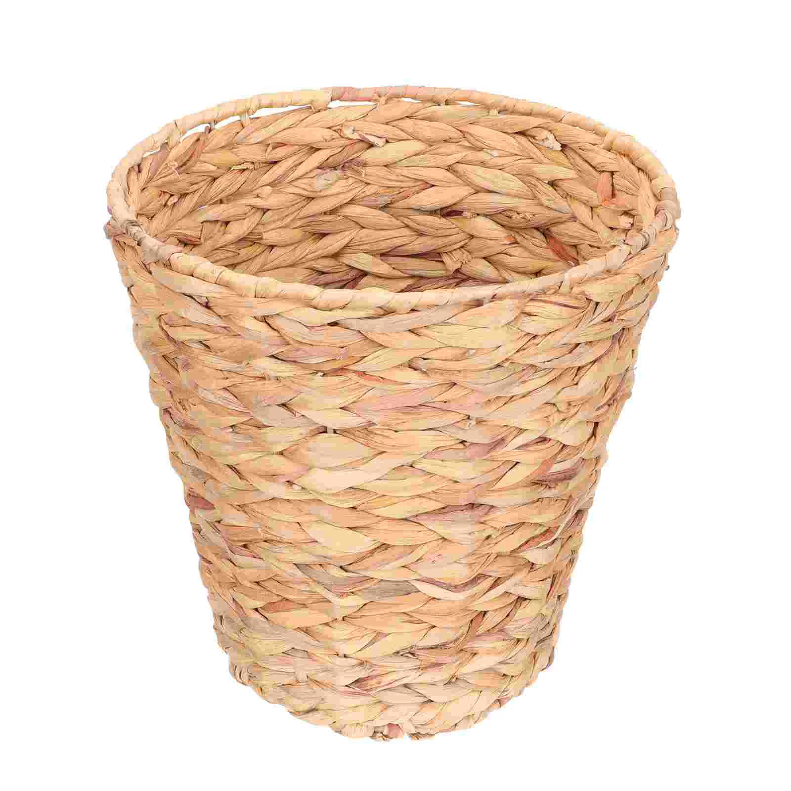 Rattan Trash Can Home Garbage Straw Woven Storage Basket Laundry Household Sundries Holder