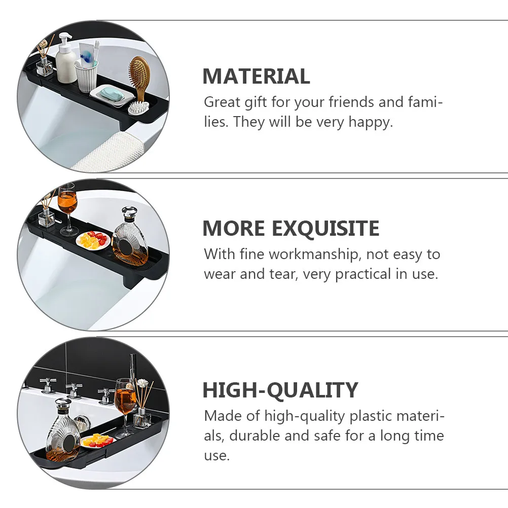 

1Pcs Bath Tub Tray Plastic Extendable Storage Rack for Phone Book Wine Glass Anti-Slip Bathtub Serving Tray for Relaxing Bath