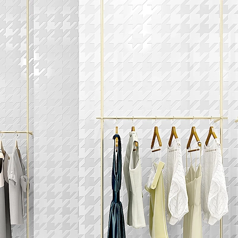 Imagem -06 - Reunindo Branco Houndstooth Wallpaper Roll Papel de Parede Liso Cor Sólida Simples Sala de Estar Bedroon Loja de Roupas 3d