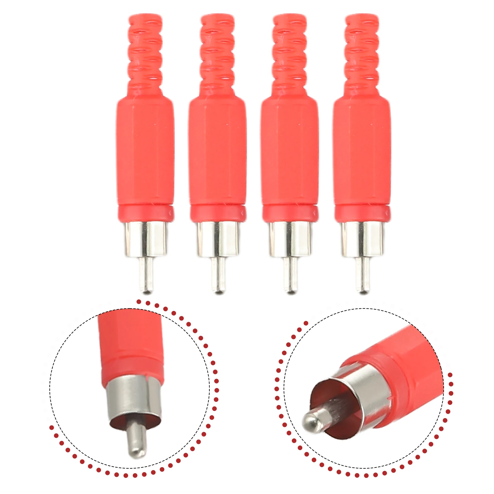 4pcs Plastic Audio Equipment Male Plug Kit Male Zinc Alloy Welding Connector Welding Type Speaker Equipment Parts