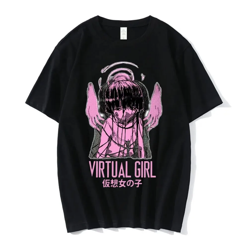 Anime Serial Experiments Lain Cotton T-shirt Men Women Graphic Unisex Iwakura Manga Girl Sci Fi Short Sleeve Tee Unisex Tops